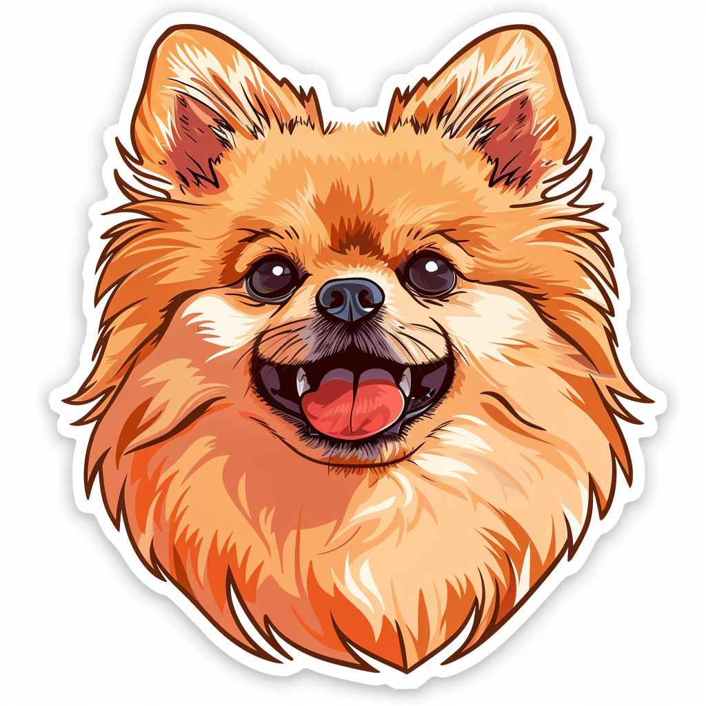 Sticker of a Pomeranian Dog majestic Expressive surreal Vinyl Decal Sticker for Car, Laptop, Tumbler and more # F013821