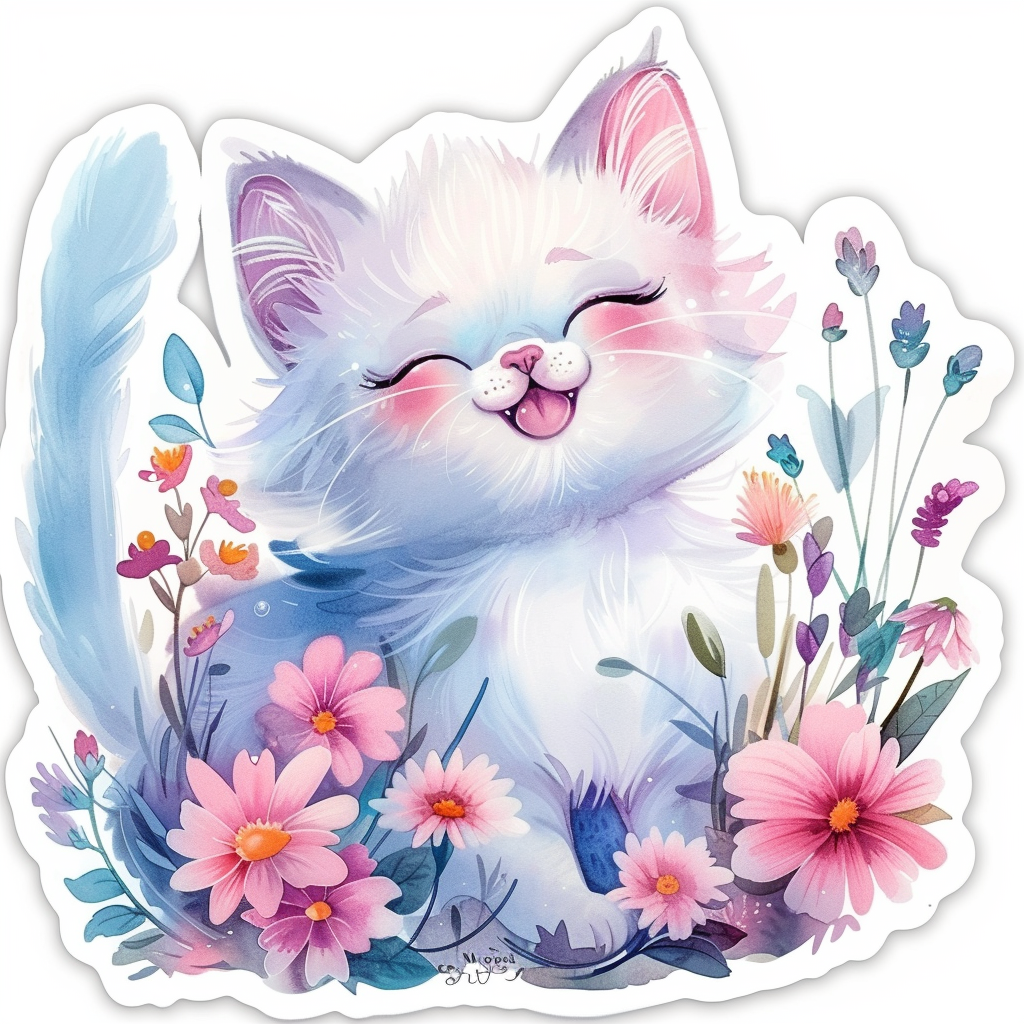 Adorable Turkish Angora Cat Vinyl Decal Sticker for Car, Laptop, Tumbler and more # F020984-4" x 4"
