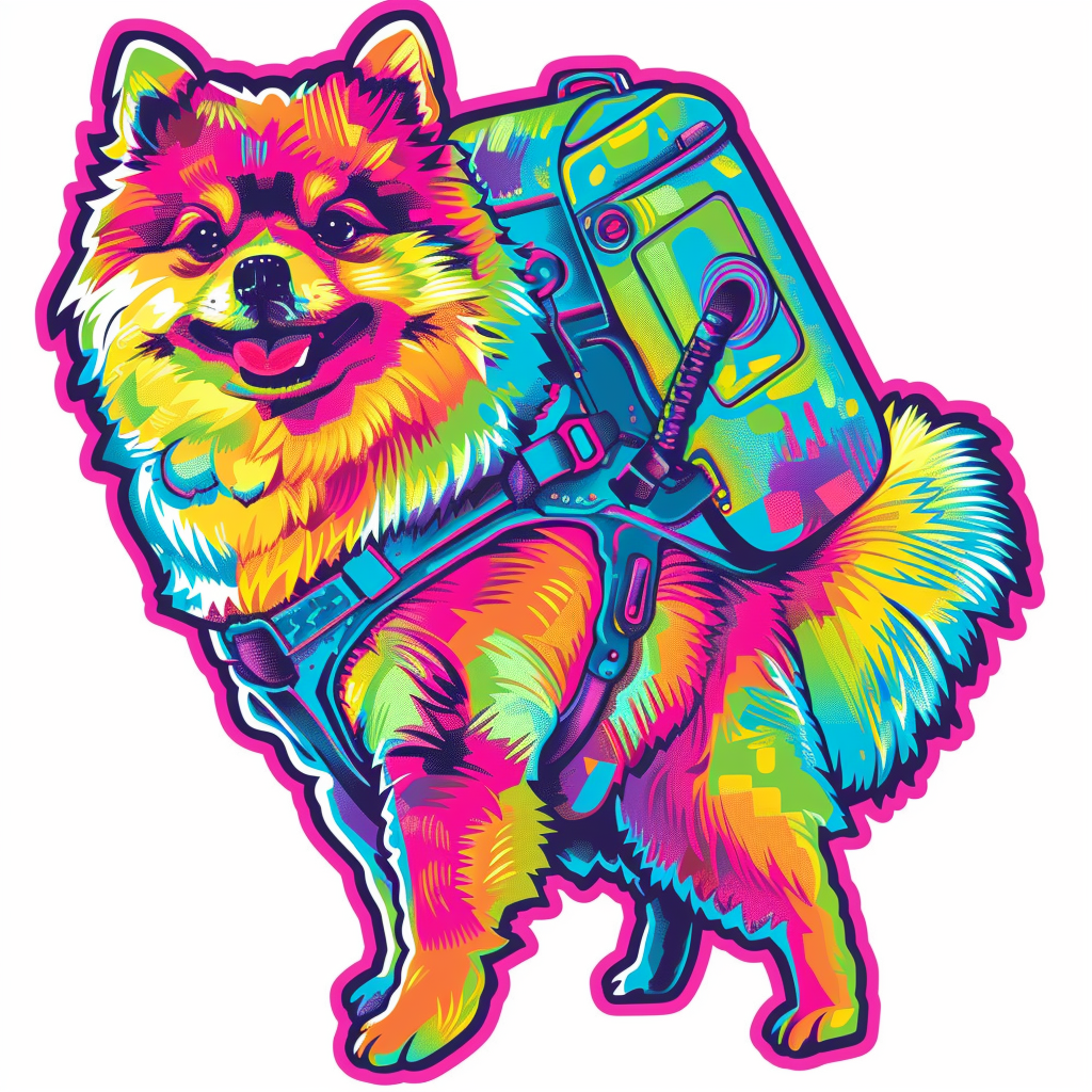 Sticker of a Pomeranian Dog astronaut majestic Expressive surreal Vinyl Decal Sticker for Car, Laptop, Tumbler and more # F013880