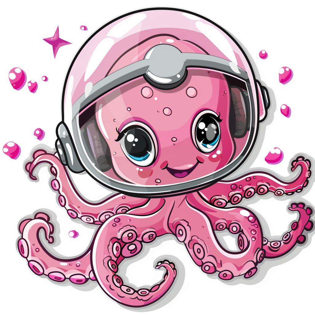 Cute and Adorable Octopus full body space suit Expressive surreal Vinyl Decal Sticker for Car, Laptop, Tumbler and more # F015961