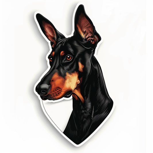 Doberman Pinscher Dog majestic Expressive surreal Vinyl Decal Sticker for Car, Laptop, Tumbler and more # F019558-4" x 4"