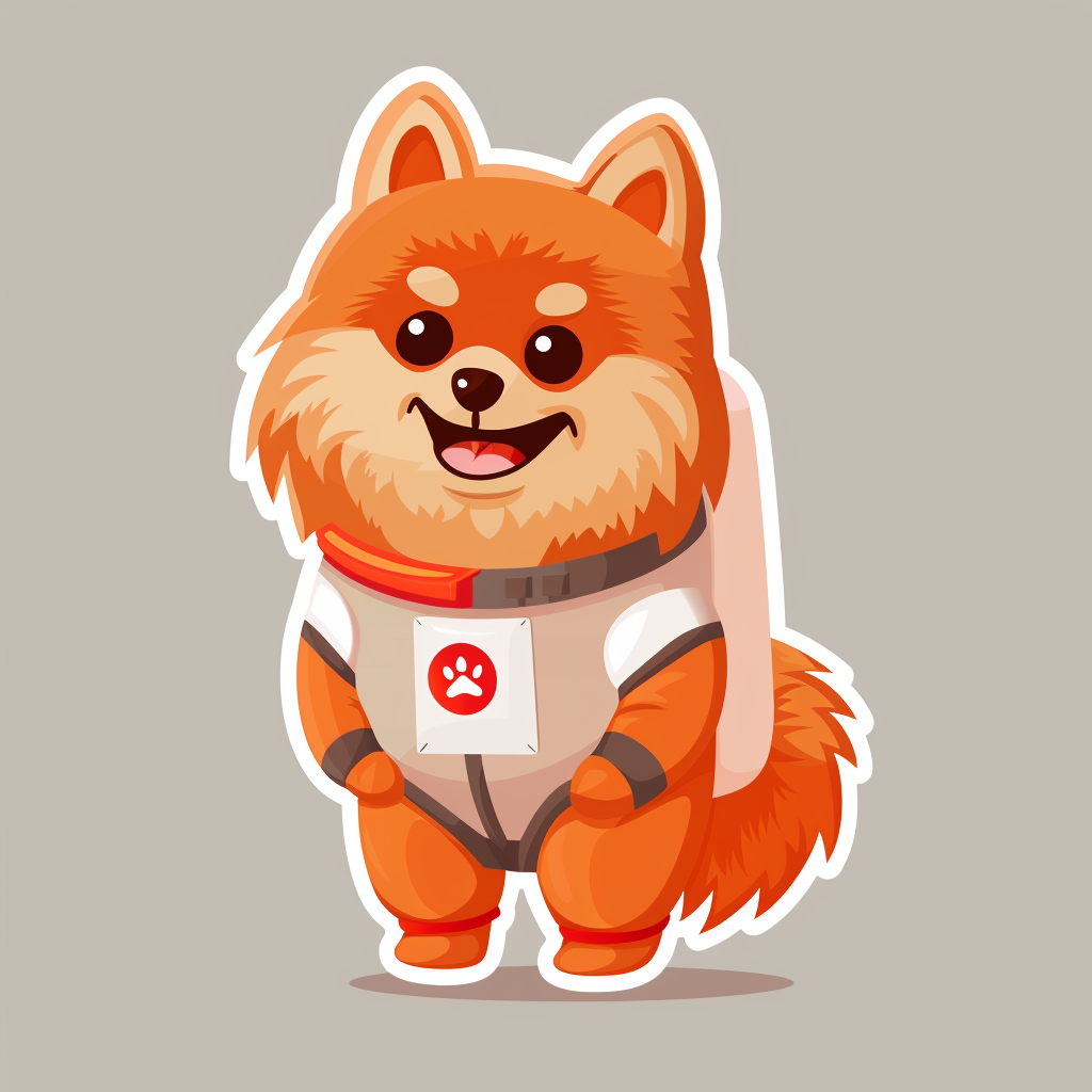 Sticker of a Pomeranian Dog astronaut majestic Expressive surreal Vinyl Decal Sticker for Car, Laptop, Tumbler and more # F013903