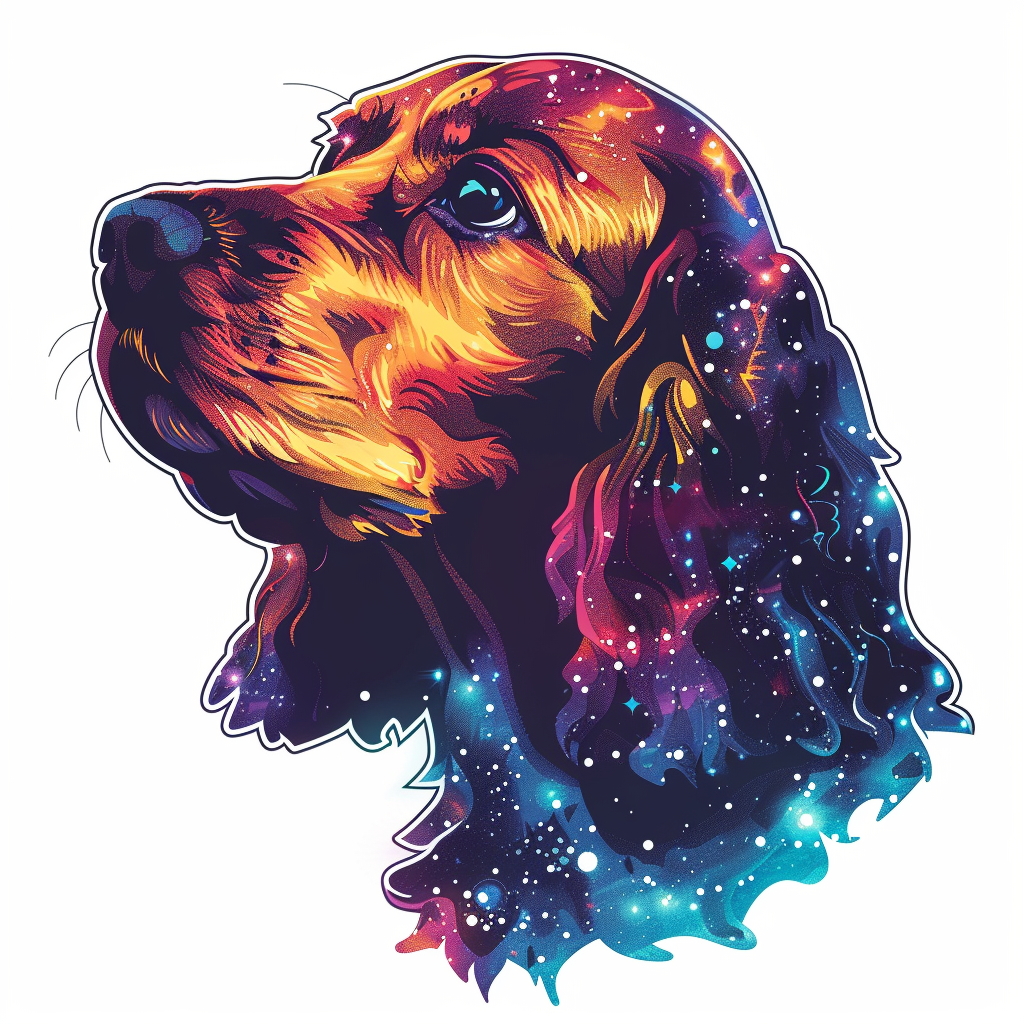 Cocker Spaniel Dog majestic Expressive surreal Vinyl Decal Sticker for Car, Laptop, Tumbler and more # F020337-4" x 4"