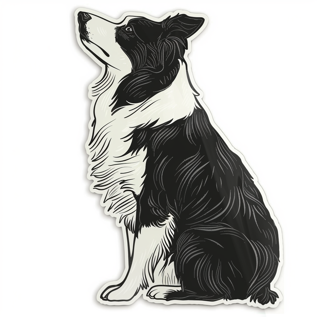 Border Collie Dog majestic Expressive surreal Vinyl Decal Sticker for Car, Laptop, Tumbler and more # F021726-4" x 4"