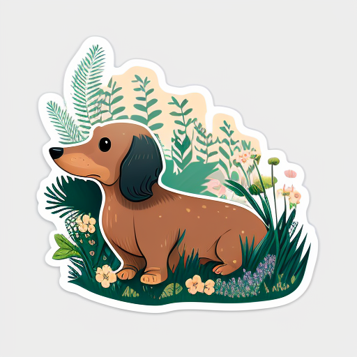 Cute kawaii Dachshund dog out in nature Vinyl Decal Sticker for Car, Laptop, Tumbler and more # F012760