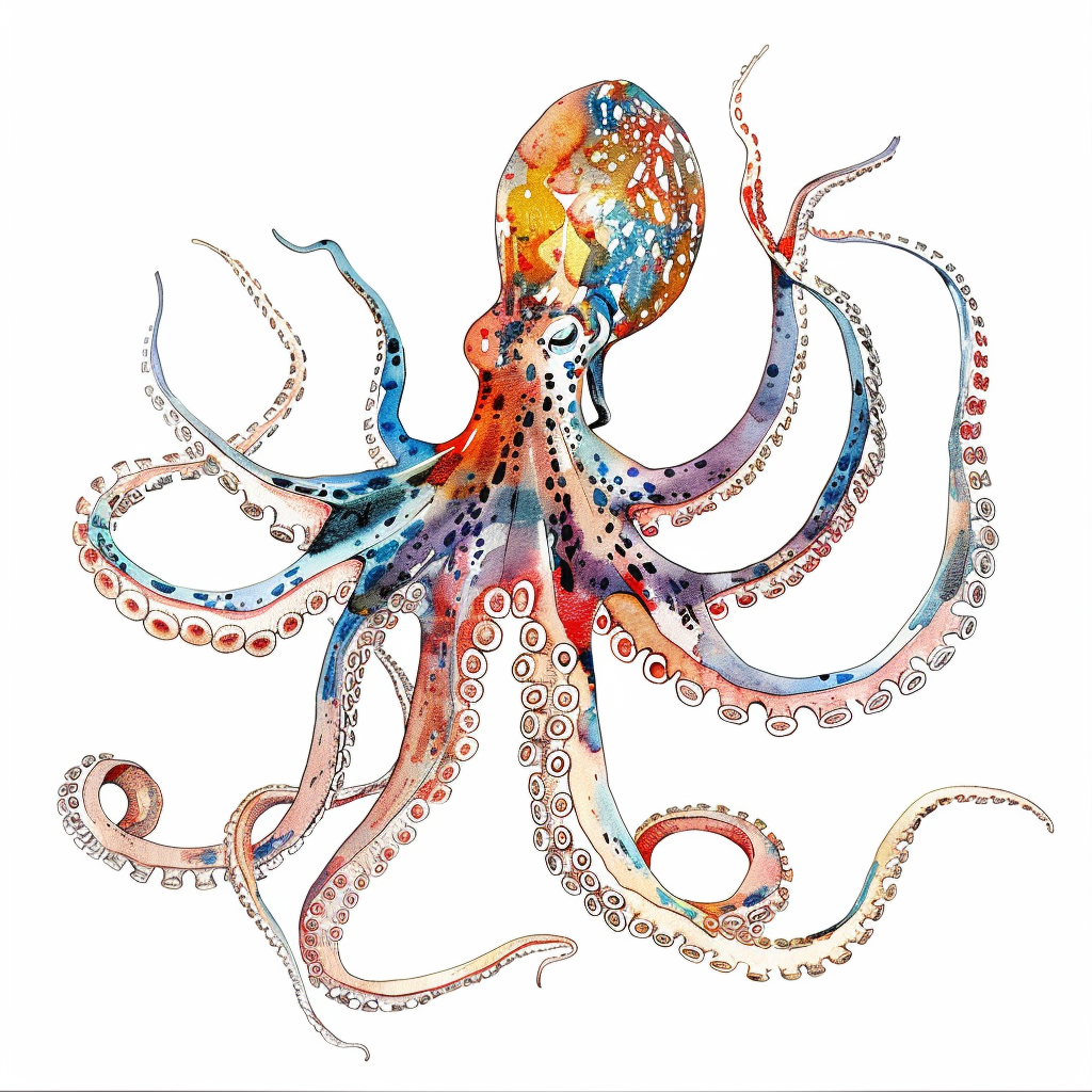 Sticker of a Octopus heartcore majestic Expressive surreal Vinyl Decal Sticker for Car, Laptop, Tumbler and more # F015518