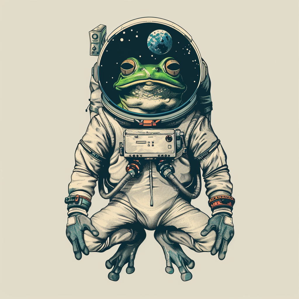 Sticker of a Frog astronaut majestic Expressive surreal Vinyl Decal Sticker for Car, Laptop, Tumbler and more # F016805