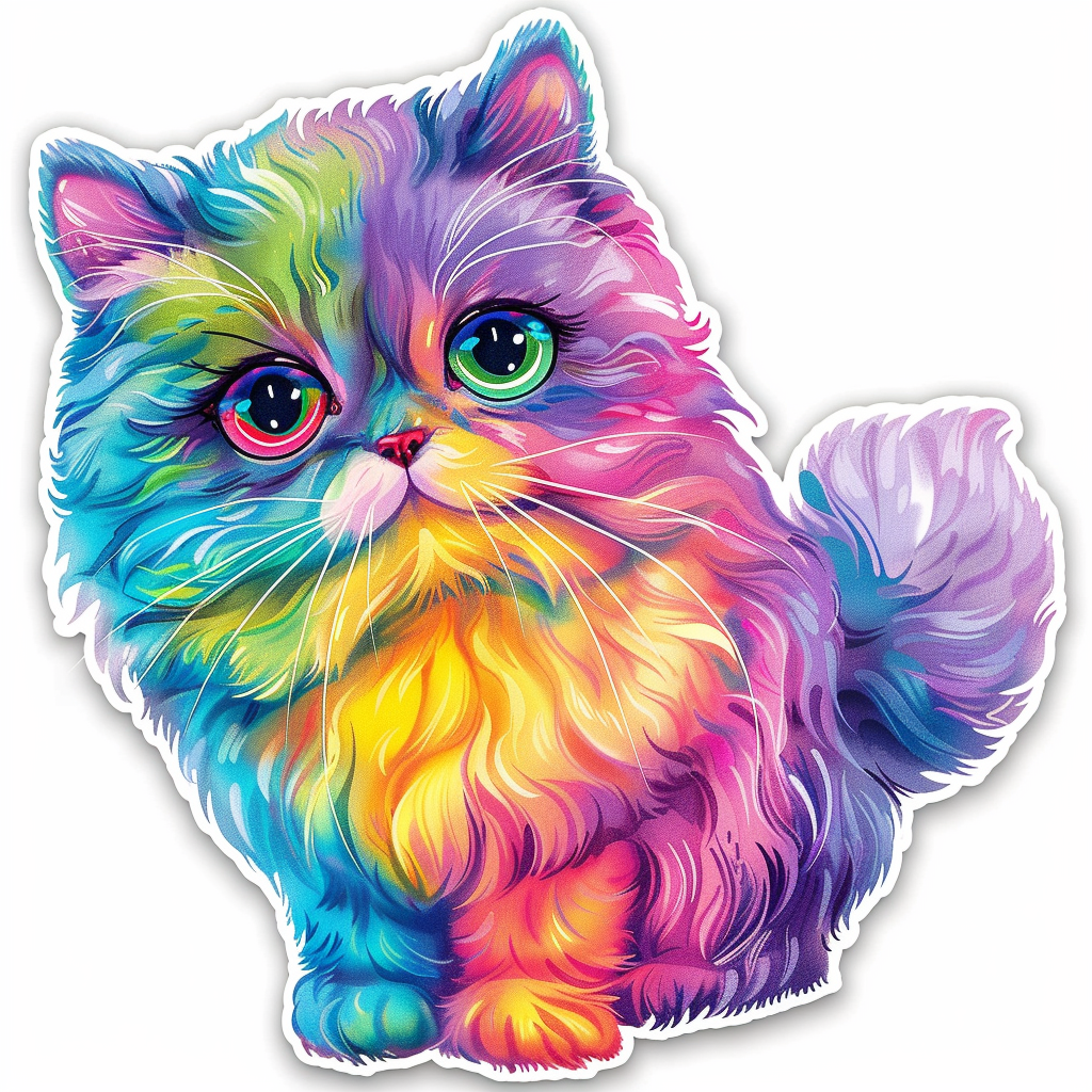Sticker of a Persian Cat Expressive surreal Vinyl Decal Sticker for Car, Laptop, Tumbler and more # F016404