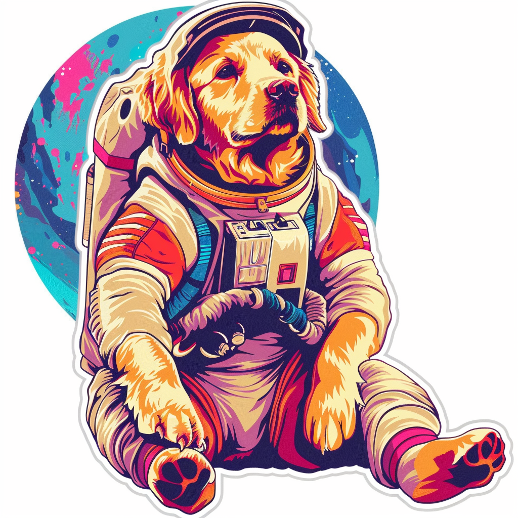 Golden Retriever Dog astronaut Vinyl Decal Sticker for Car, Laptop, Tumbler and more # F010495