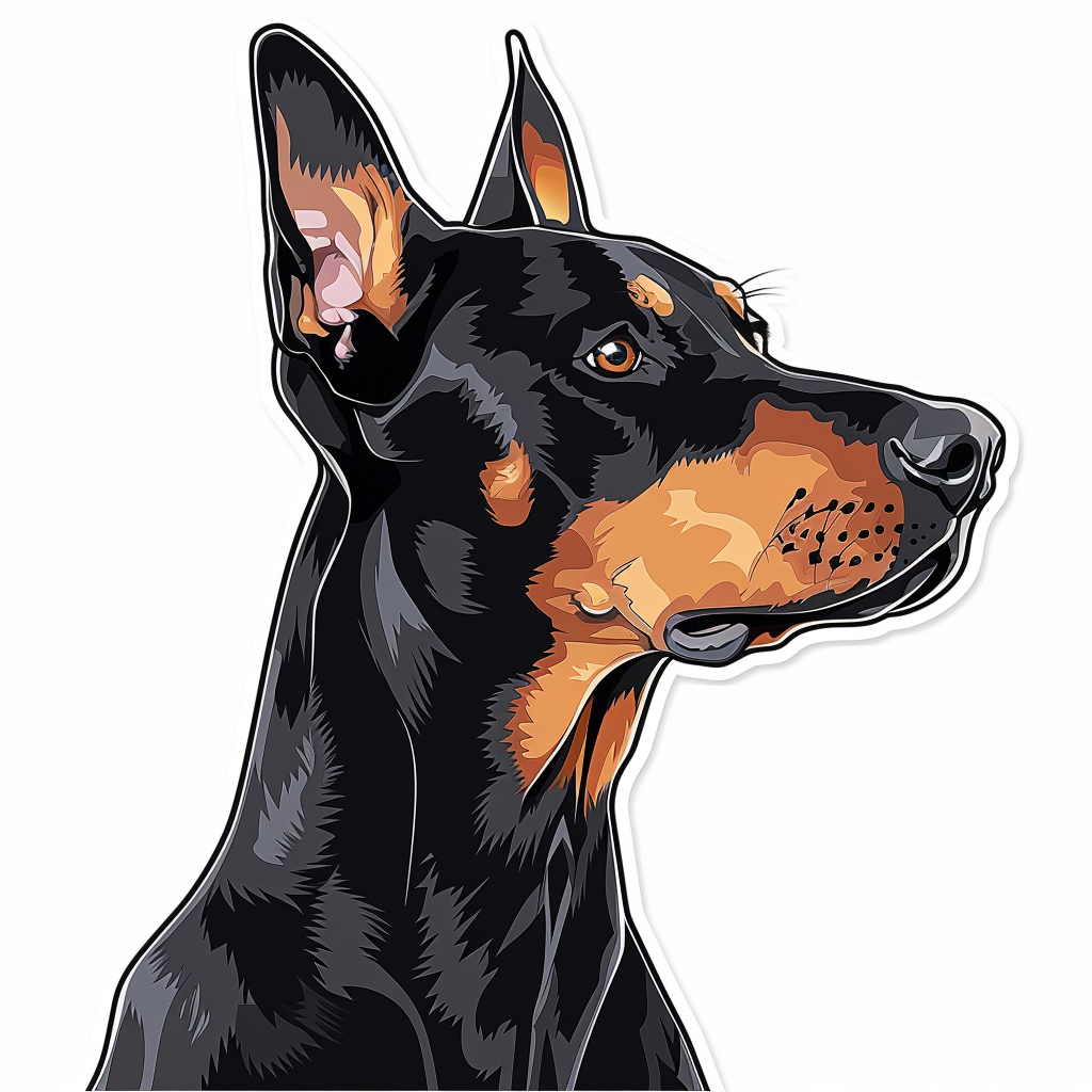Sticker of a Doberman Pinscher Dog majestic Expressive surreal Vinyl Decal Sticker for Car, Laptop, Tumbler and more # F019250