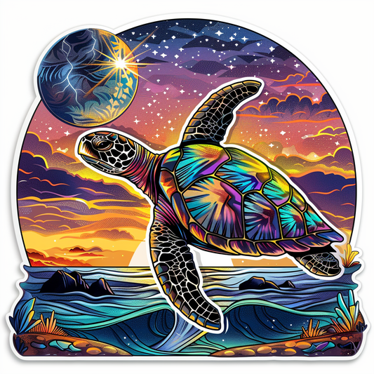 turtle majestic Expressive surreal Vinyl Decal Sticker for Car, Laptop, Tumbler and more # F022133-4" x 4"