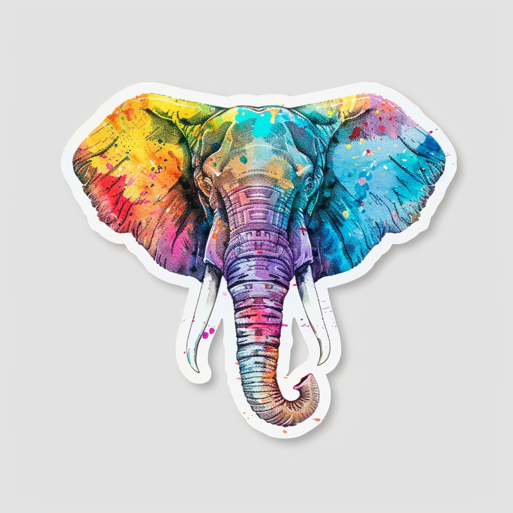 Elephant Expressive surreal Vinyl Decal Sticker for Car, Laptop, Tumbler and more # F022245-4" x 4"