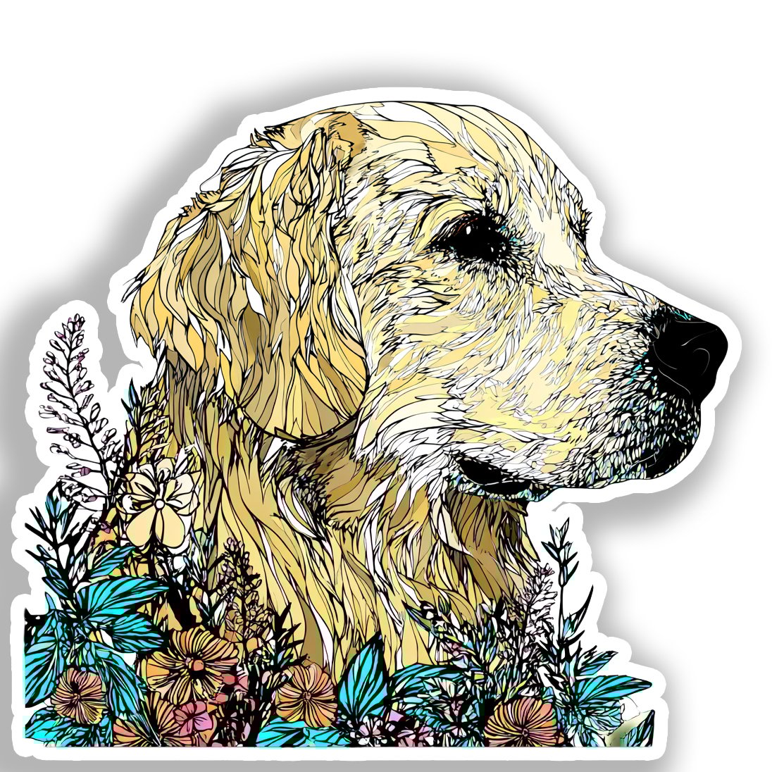 Golden Retriever Dog Vinyl Decal Sticker for Car, Laptop, Tumbler and more # A019539-4" x 4"