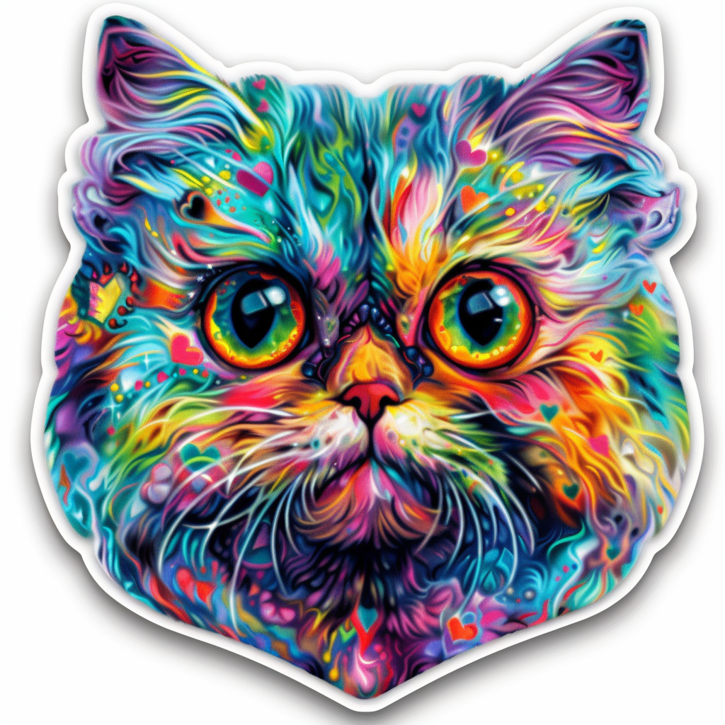 Sticker of a Persian Cat heartcore catlamellar Expressive surreal Vinyl Decal Sticker for Car, Laptop, Tumbler and more # F016399