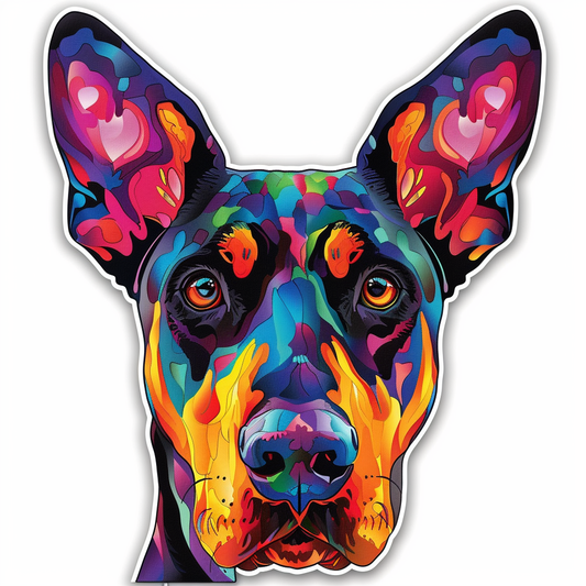 Doberman Pinscher Dog majestic Expressive surreal Vinyl Decal Sticker for Car, Laptop, Tumbler and more # F019566-4" x 4"