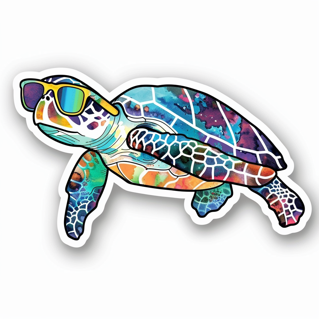 Sticker of a turtle majestic Expressive surreal Vinyl Decal Sticker for Car, Laptop, Tumbler and more # F021983