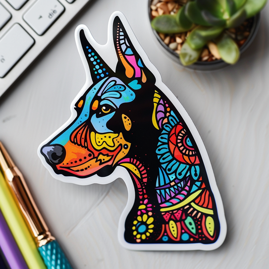 Cute and Adorable Doberman Pinscher Expressive surreal Vinyl Decal Sticker for Car, Laptop, Tumbler and more # F019462-4" x 4"
