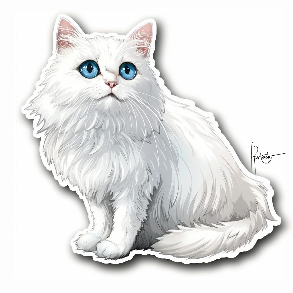 Adorable Turkish Angora Cat Vinyl Decal Sticker for Car, Laptop, Tumbler and more # F020903-4" x 4"