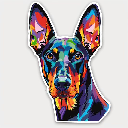 Cute and Adorable Doberman Pinscher Expressive surreal Vinyl Decal Sticker for Car, Laptop, Tumbler and more # F019490-4" x 4"
