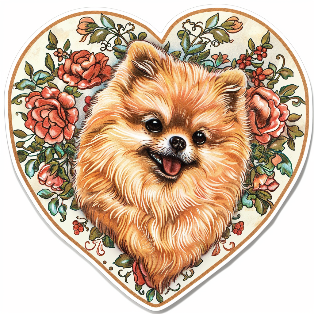 Sticker of a Pomeranian Dog majestic Expressive surreal Heartcore Vinyl Decal Sticker for Car, Laptop, Tumbler and more # F014054