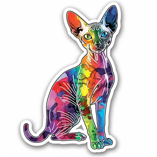 Adorable Cornish Rex Cat Expressive surreal Vinyl Decal Sticker for Car, Laptop, Tumbler and more # F021362-4" x 4"