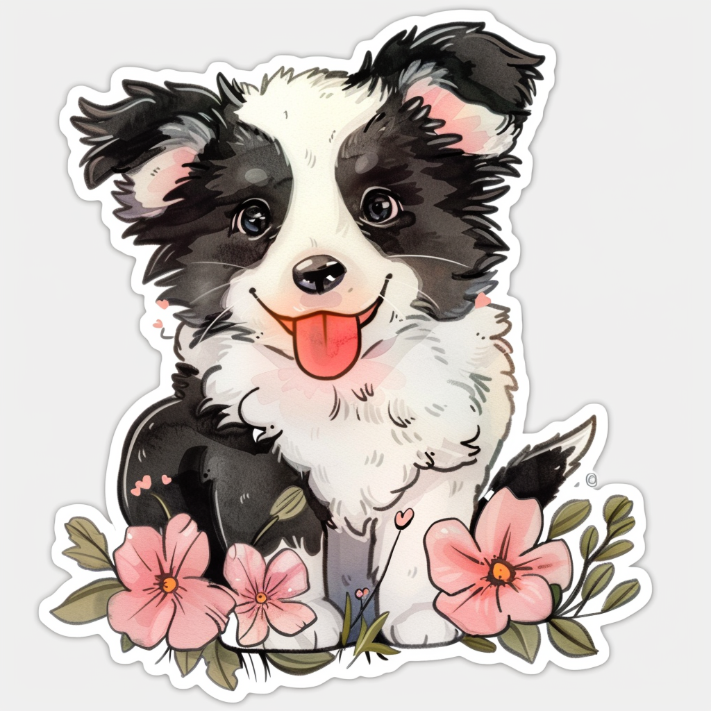 Sticker of a Border Collie Dog majestic Expressive surreal Vinyl Decal Sticker for Car, Laptop, Tumbler and more # F021908