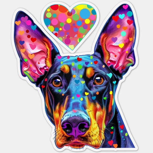 Doberman Pinscher Dog majestic Expressive surreal Vinyl Decal Sticker for Car, Laptop, Tumbler and more # F019610-4" x 4"