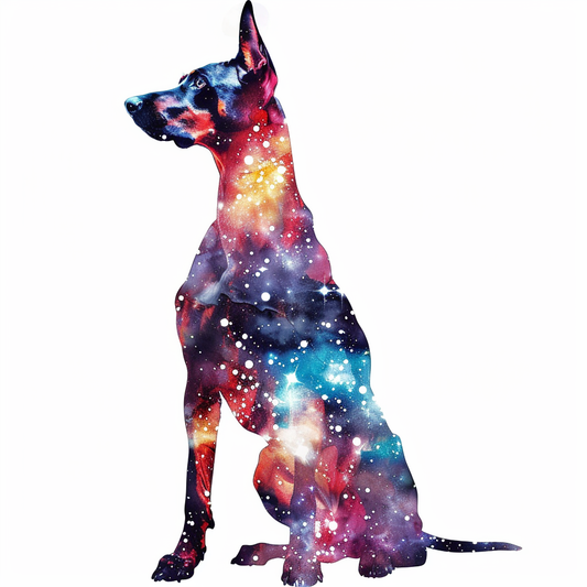 Doberman Pinscher Dog galaxy majestic Expressive surreal Vinyl Decal Sticker for Car, Laptop, Tumbler and more # F019517-4" x 4"