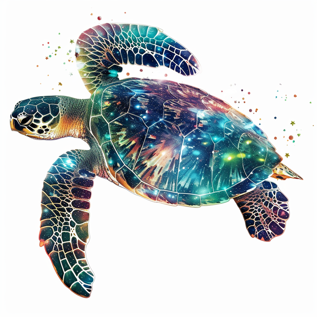 Sticker of a turtle majestic Expressive surreal Vinyl Decal Sticker for Car, Laptop, Tumbler and more # F022062