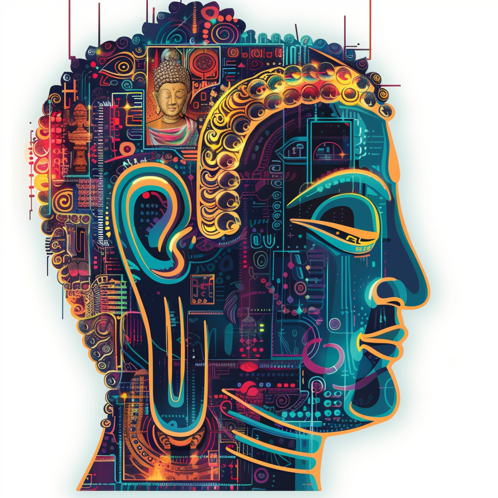 Buddha cyber punk majestic Expressive surreal Vinyl Decal Sticker for Car, Laptop, Tumbler and more # F016976