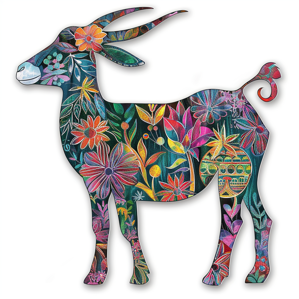 Goat majestic Expressive surreal Vinyl Decal Sticker for Car, Laptop, Tumbler and more # F020571-4" x 4"