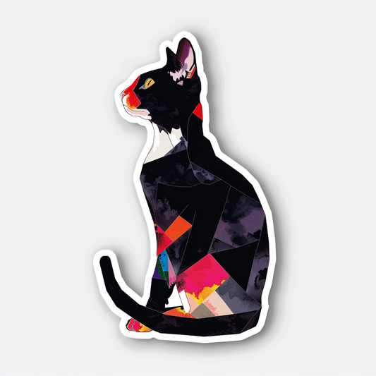 Adorable Cornish Rex Cat Expressive surreal Vinyl Decal Sticker for Car, Laptop, Tumbler and more # F021370-4" x 4"