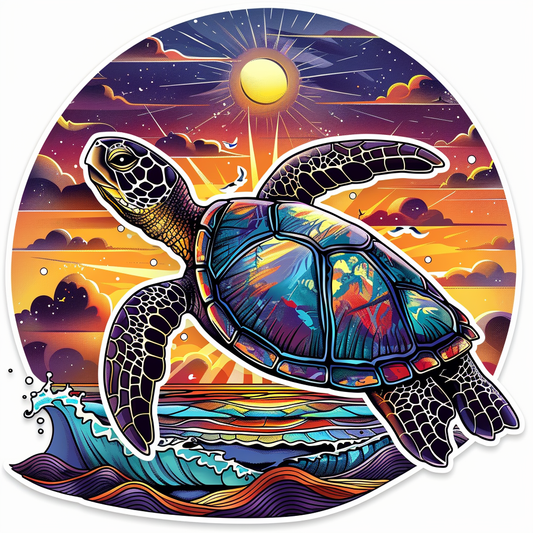 turtle majestic Expressive surreal Vinyl Decal Sticker for Car, Laptop, Tumbler and more # F022135-4" x 4"