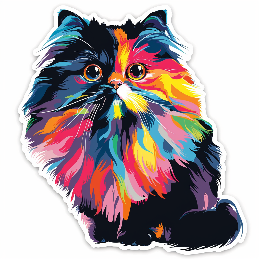 Sticker of a Persian Cat majestic Expressive surreal Vinyl Decal Sticker for Car, Laptop, Tumbler and more # F016358