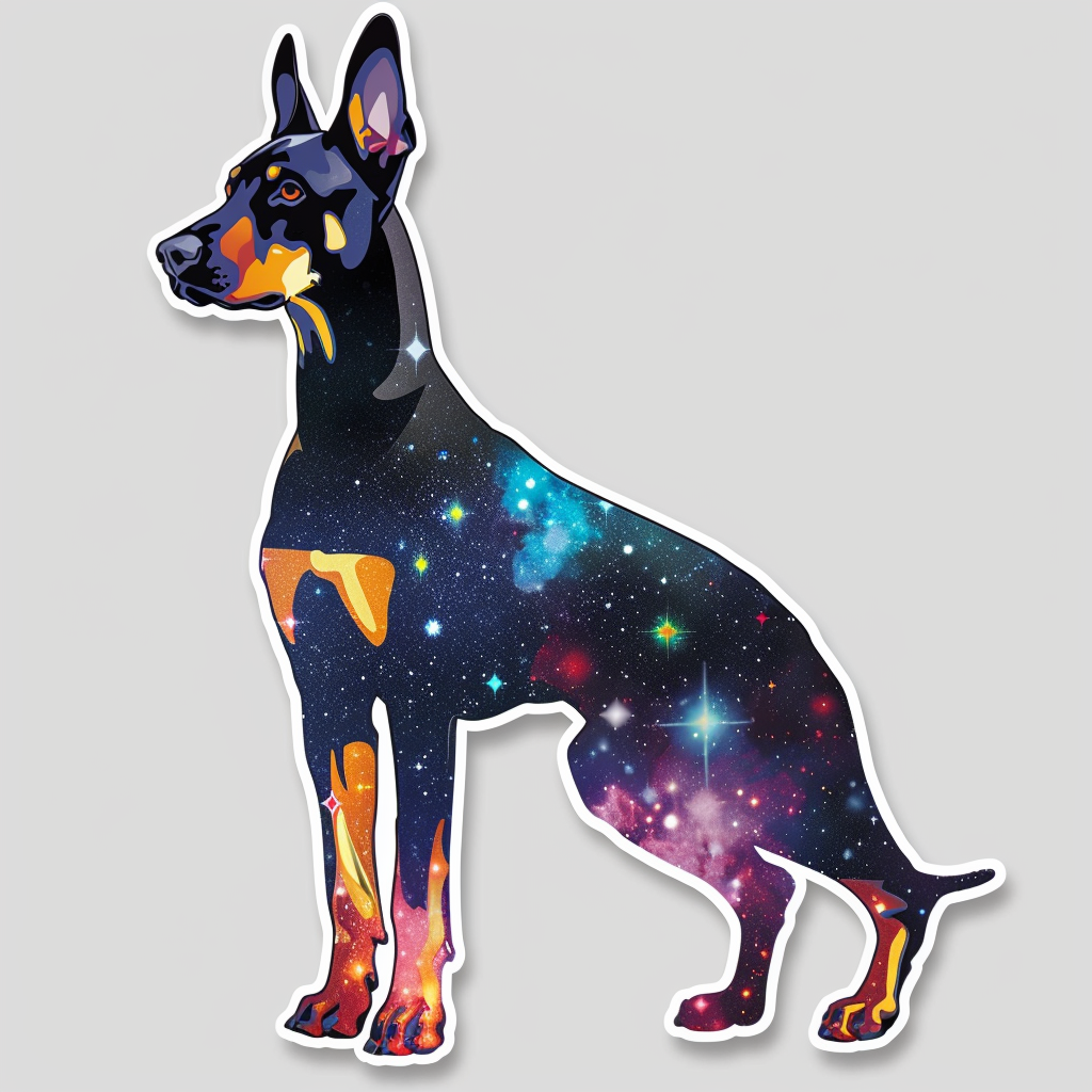Doberman Pinscher Dog galaxy majestic Expressive surreal Vinyl Decal Sticker for Car, Laptop, Tumbler and more # F019521-4" x 4"