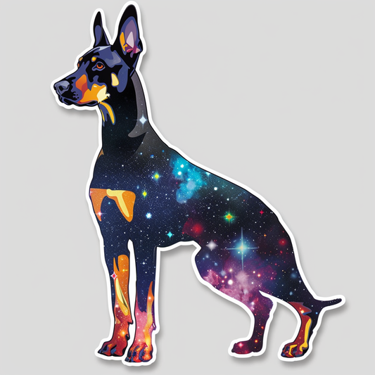 Doberman Pinscher Dog galaxy majestic Expressive surreal Vinyl Decal Sticker for Car, Laptop, Tumbler and more # F019521-4" x 4"