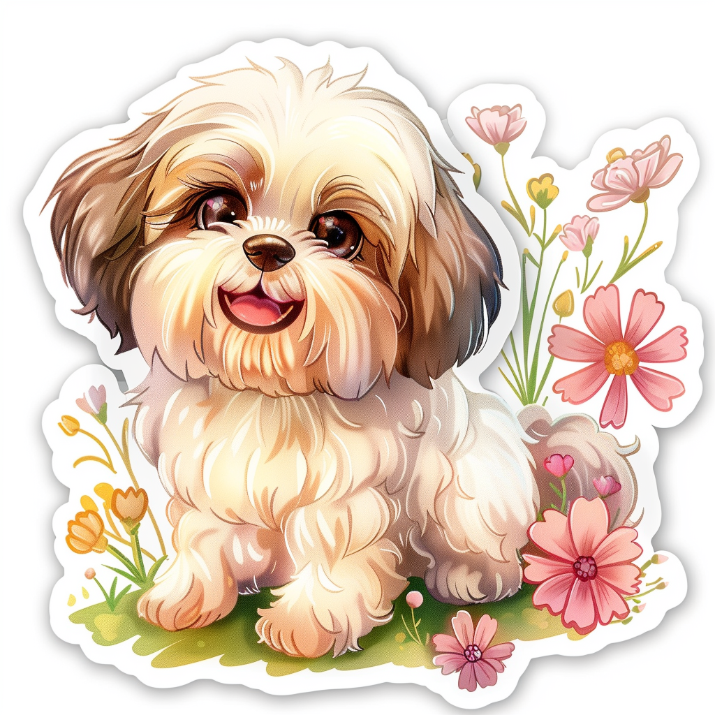 Adorable Shih Tzu Dog Expressive surreal Vinyl Decal Sticker for Car, Laptop, Tumbler and more # F018193