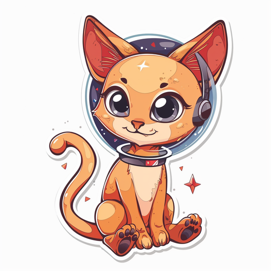 Abyssinian Cat astronaut majestic Expressive surreal Vinyl Decal Sticker for Car, Laptop, Tumbler and more # F021318-4" x 4"