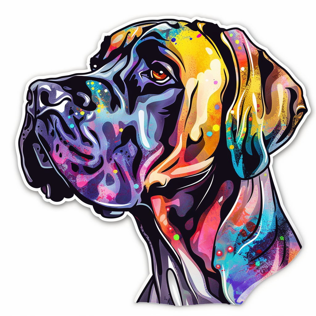 Adorable Great Dane Dog Expressive surreal Vinyl Decal Sticker for Car, Laptop, Tumbler and more # F017881