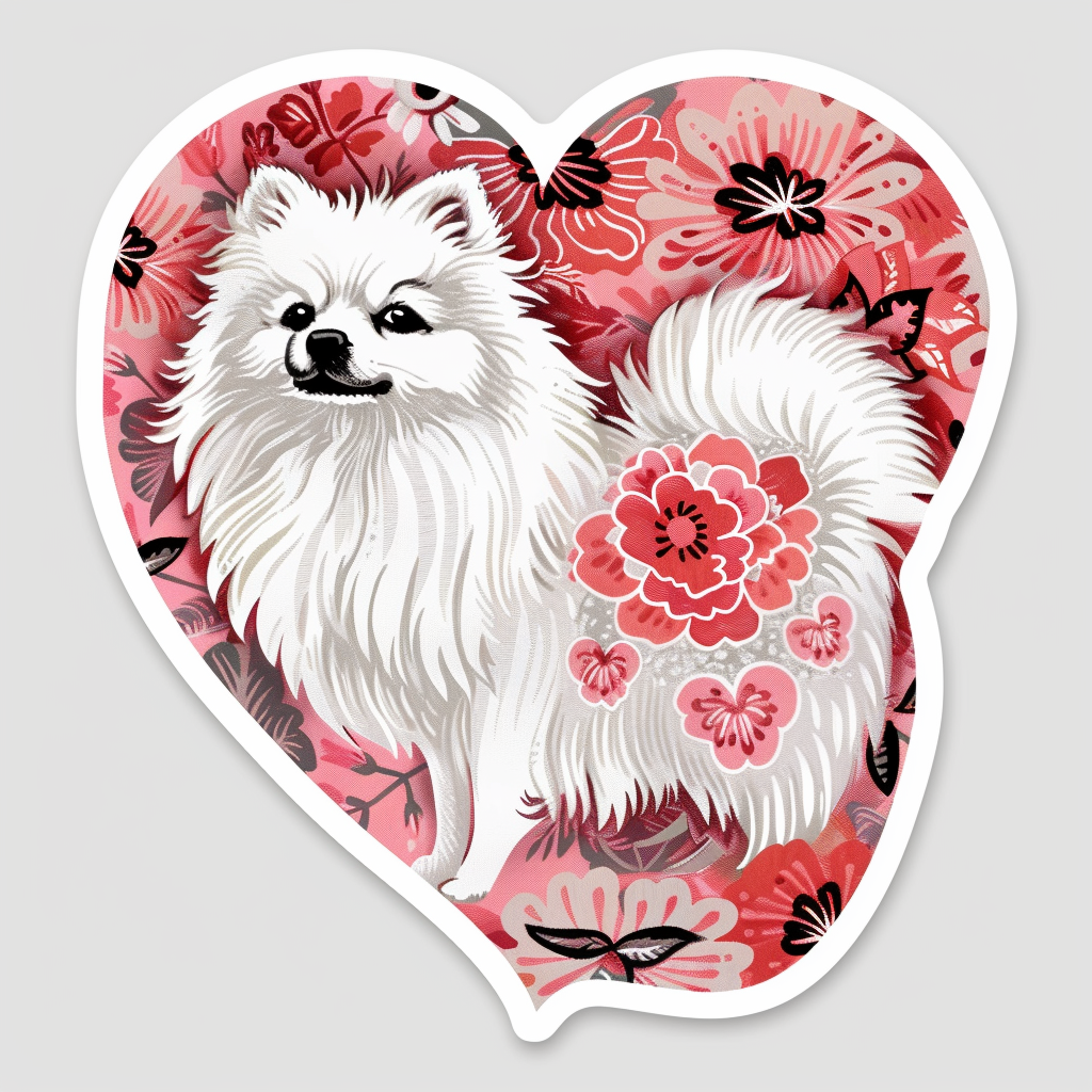 Sticker of a Pomeranian Dog majestic Expressive surreal Heartcore Vinyl Decal Sticker for Car, Laptop, Tumbler and more # F014125