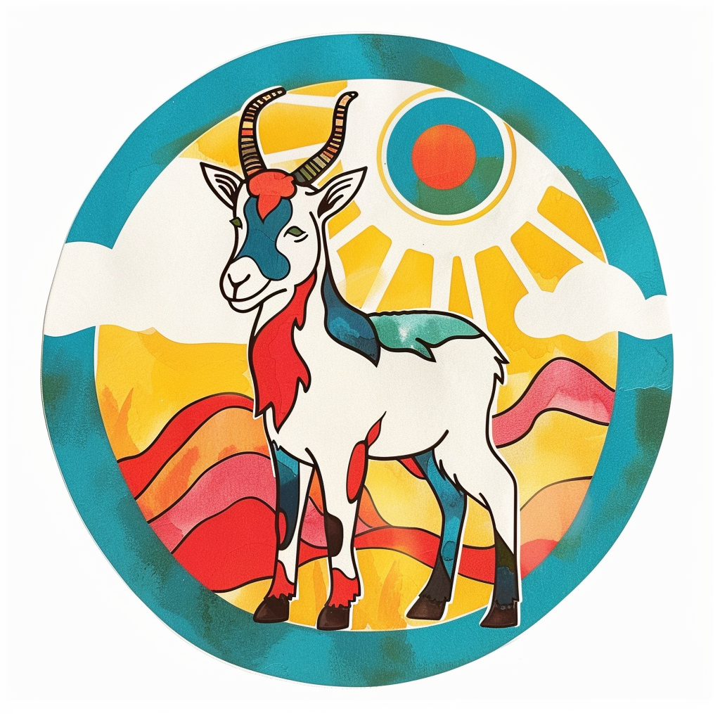 Goat majestic Expressive surreal Vinyl Decal Sticker for Car, Laptop, Tumbler and more # F020592-4" x 4"