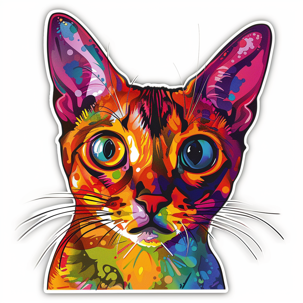 Abyssinian Cat astronaut majestic Expressive surreal Vinyl Decal Sticker for Car, Laptop, Tumbler and more # F021089-4" x 4"