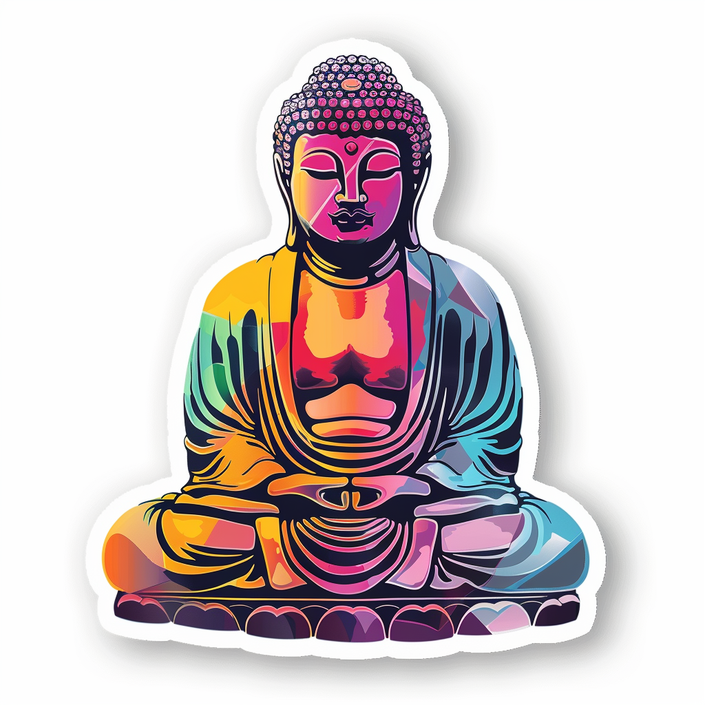 Buddha cartoon majestic Expressive surreal Vinyl Decal Sticker for Car, Laptop, Tumbler and more # F017133
