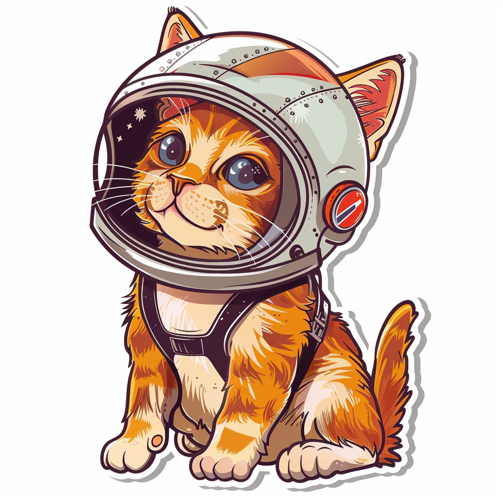Abyssinian Cat astronaut majestic Expressive surreal Vinyl Decal Sticker for Car, Laptop, Tumbler and more # F021301-4" x 4"