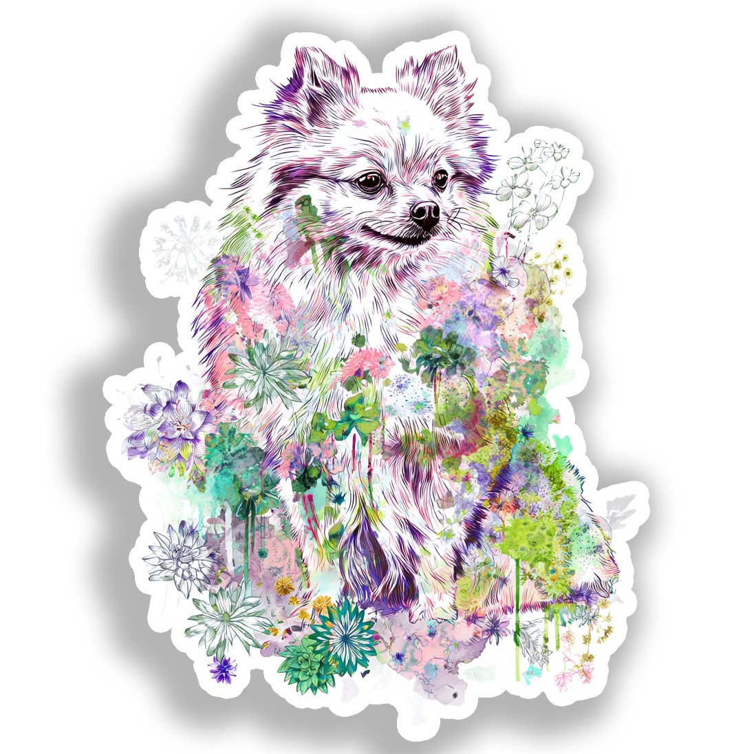 Pomeranian Dog Vinyl Decal Sticker for Car, Laptop, Tumbler and more # A017261-4" x 4"