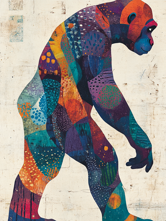 The silhouette of a gorilla with an abstract color Expressive surreal Poster # F024853
