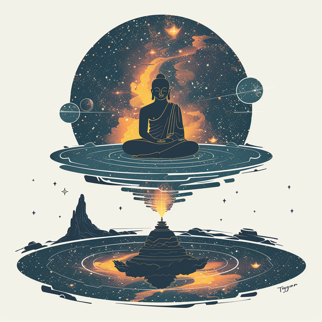 Buddha galaxy majestic Expressive surreal Vinyl Decal Sticker for Car, Laptop, Tumbler and more # F017110