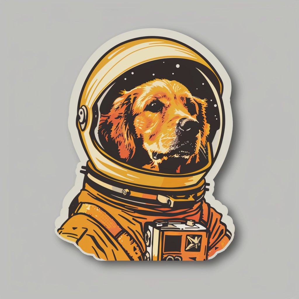 Golden Retriever Dog astronaut Vinyl Decal Sticker for Car, Laptop, Tumbler and more # F010514