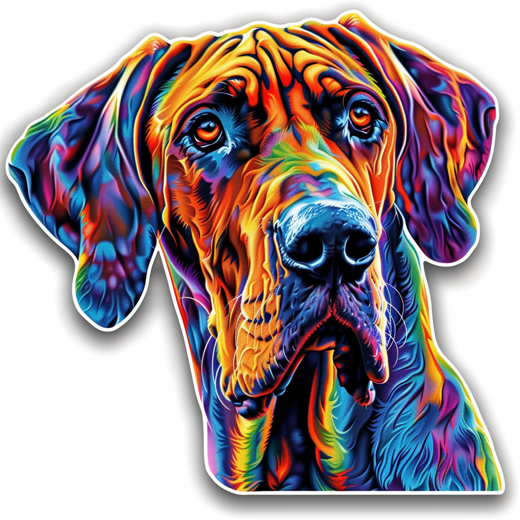 Adorable Great Dane Dog Expressive surreal Vinyl Decal Sticker for Car, Laptop, Tumbler and more # F017844