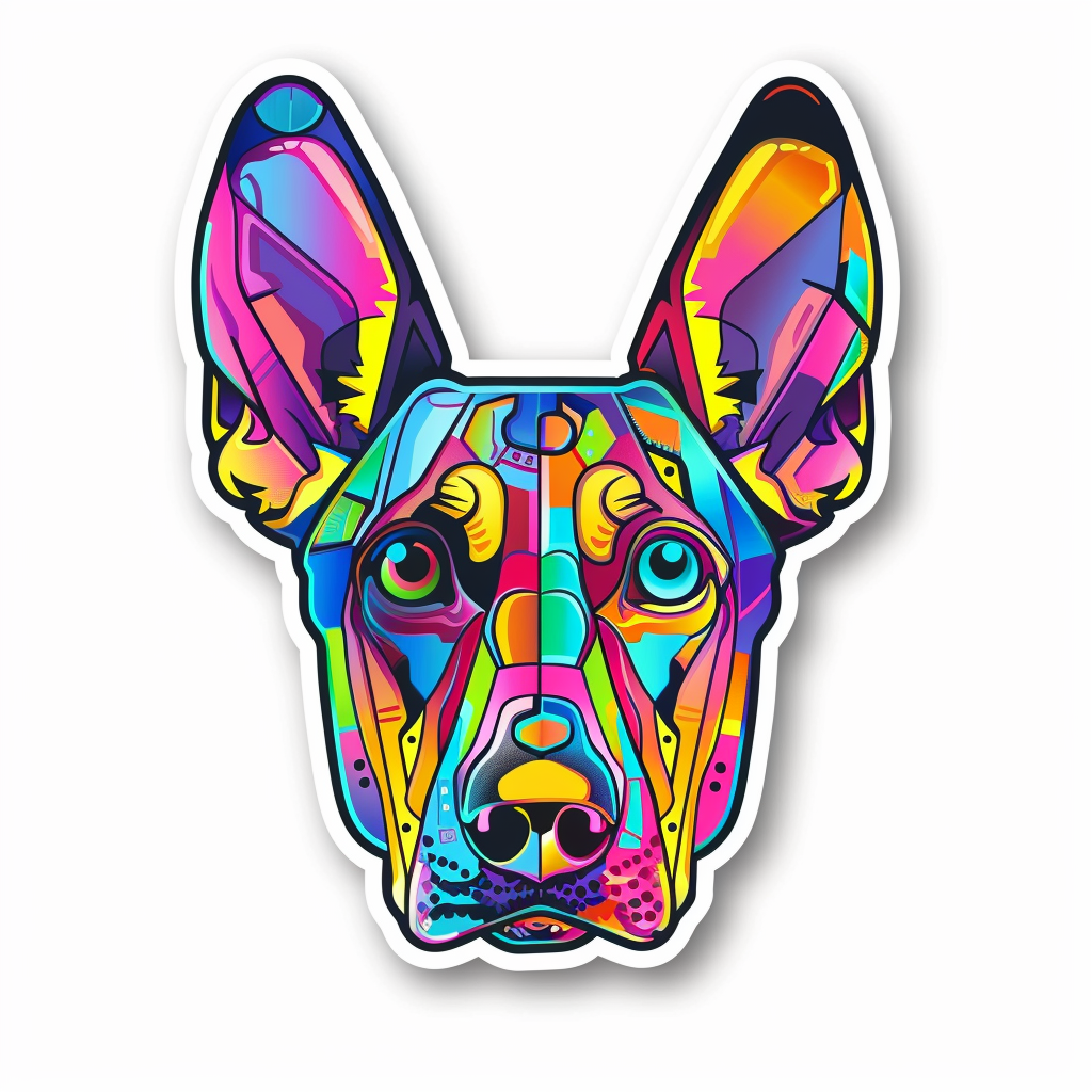 Doberman Pinscher Dog cyber punk Expressive surreal Vinyl Decal Sticker for Car, Laptop, Tumbler and more # F019454-4" x 4"